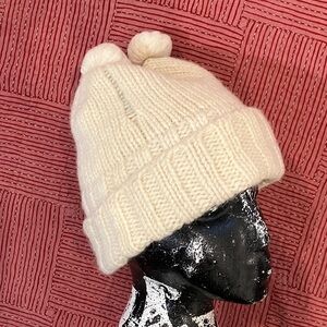 Women’s small / kids Cozy wool with lined headband Knit Beanie double pompom hat